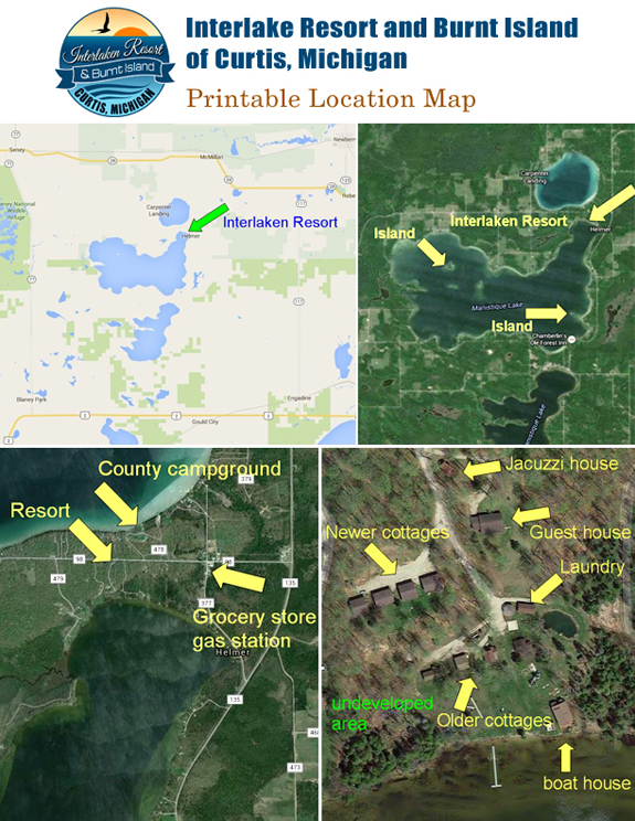 Curtis MI Resort Map | Curtis Maps | Map of Curtis Resorts | Curtis MI Resort on Big Manistique Lake | Resorts on Big Manistique Lake